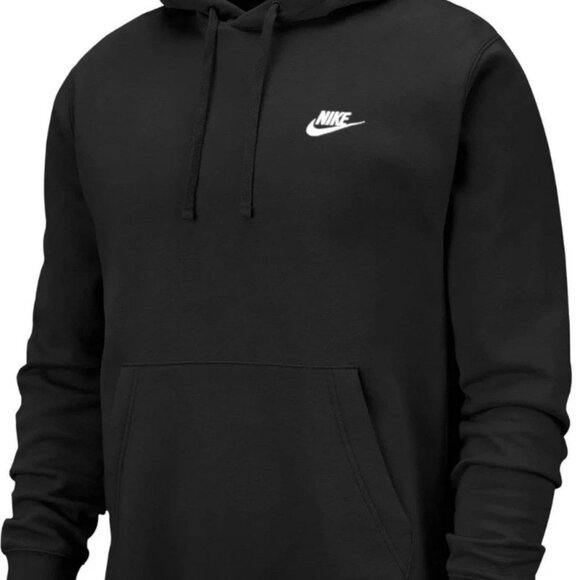 Nike NSW Club Fleece Pullover Hoodie BV2654-010 Black/White Men’s Sizes - Picture 2 of 5